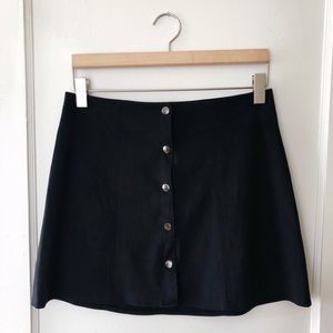 Navy blue suede mini skirt